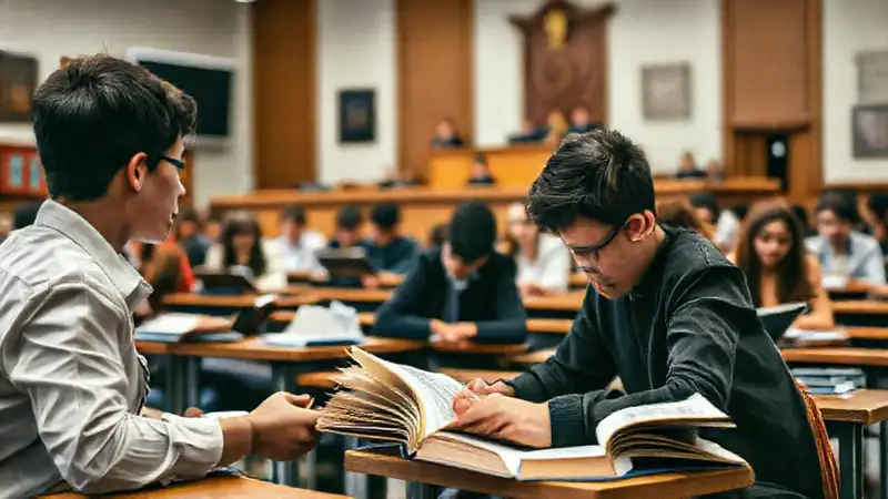 Estudiantes en aula moderna y enfocada