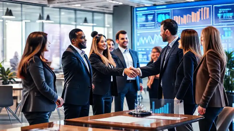 Profesionales en oficina colaborando con confianza
