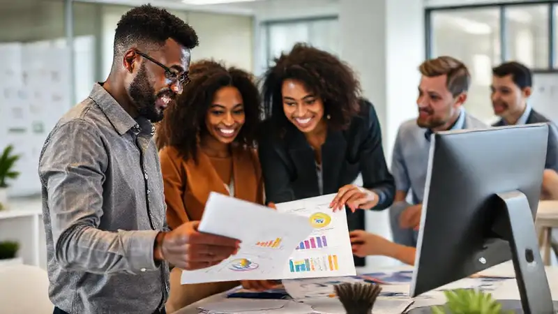 Trabajadora social revisa documentos y estrategias digitales
