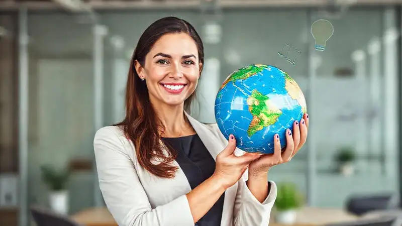 Mujer profesional empoderada, símbolo mundial y ético