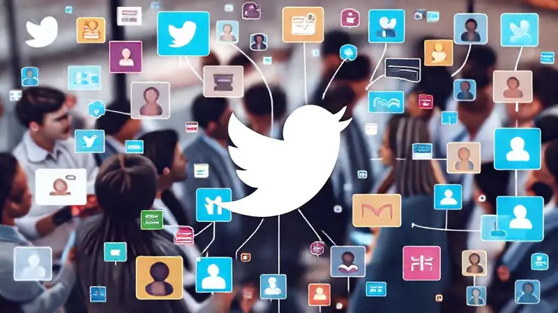 Icono de Twitter con profesionales y notificaciones