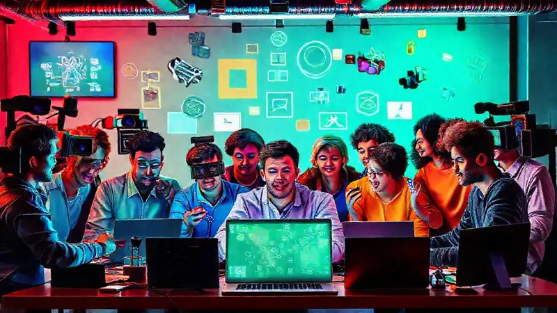Creadores creativos, tecnología y ambiente dinámico