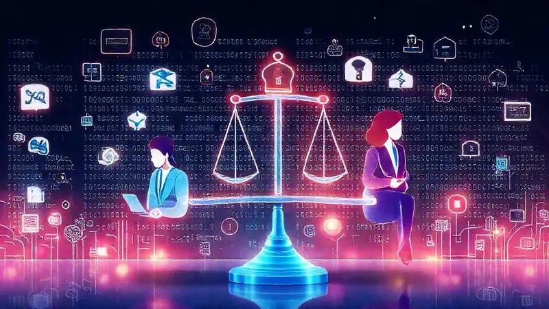 Iconos modernos, colaboración, ética y seguridad digital