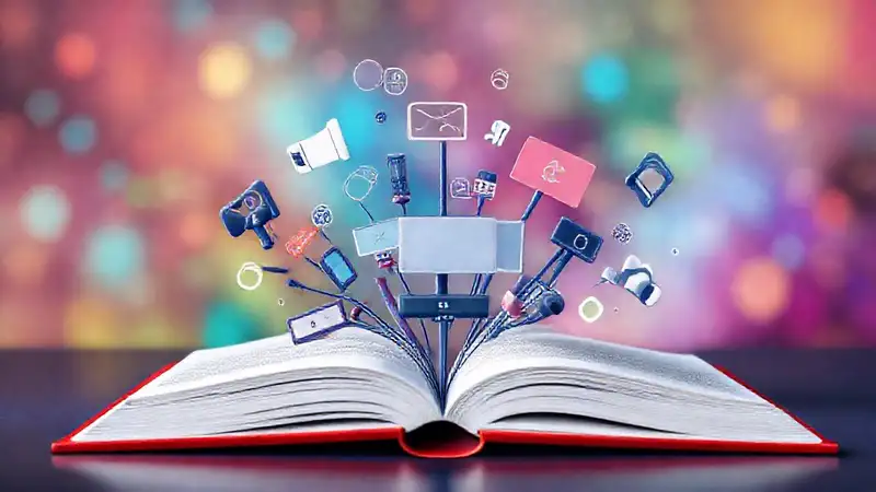 Libro digital con iconos y diseño moderno
