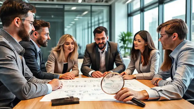 Equipo empresarial analizando estrategias y herramientas