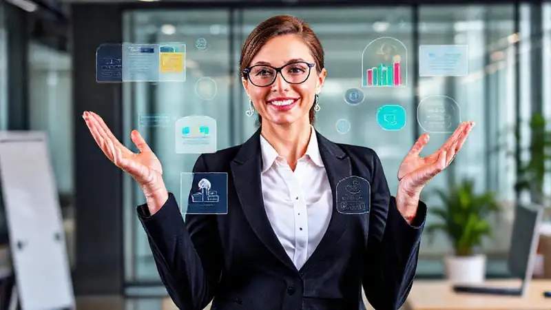 Mujer profesional presenta estrategias comunicativas innovadoras