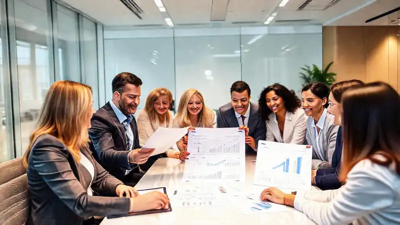 Reunión moderna de profesionales, colaboración exitosa