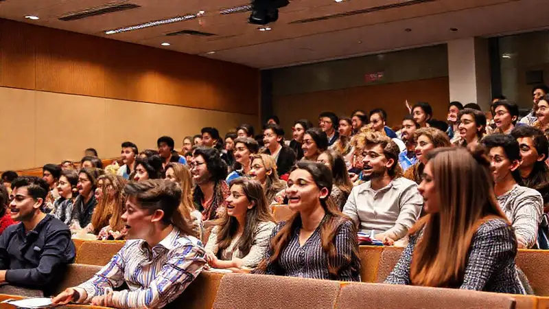 Estudiantes debaten en aula moderna y participativa