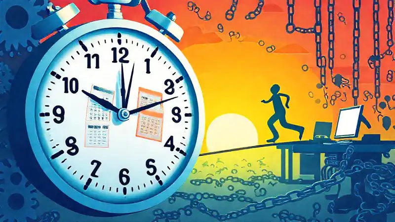 Reloj, calendario, carrera, caos, inspiración, colores vibrantes