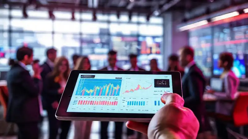 Tablet digital con análisis en equipo diverso