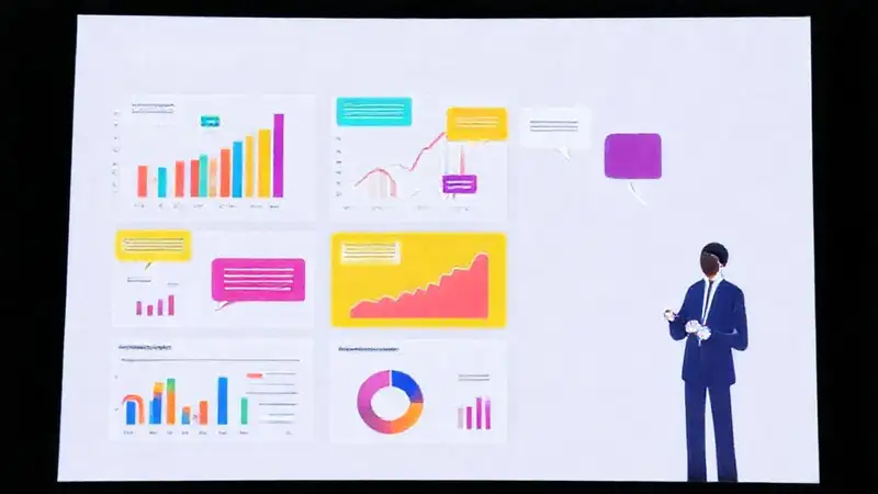 Diapositiva moderna con gráficos y visualizaciones coloridas