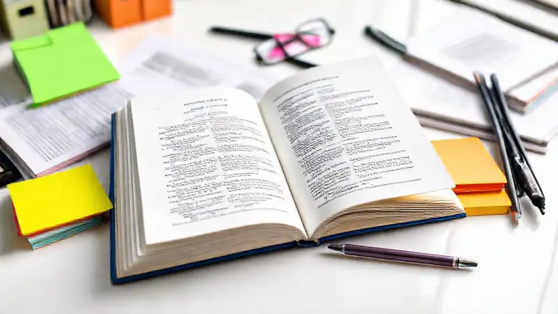 Libro abierto con estilo de citas y notas