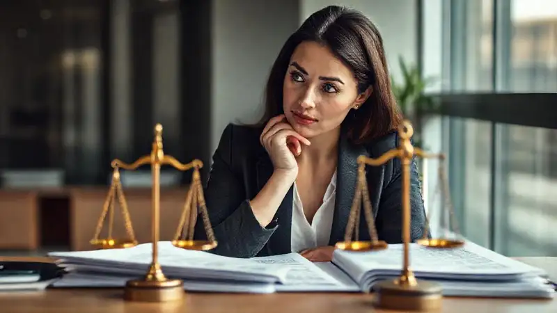 Mujer de negocios reflexiona sobre ética