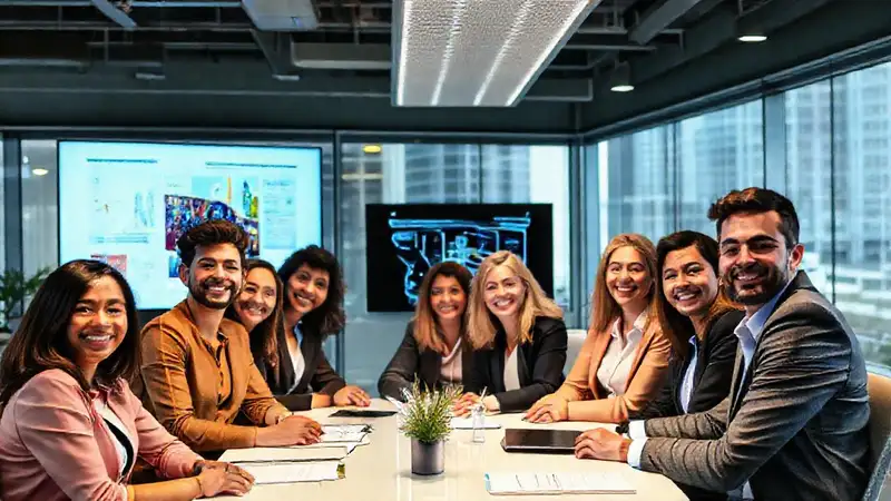 Reunión de negocios con stakeholders y colaboración