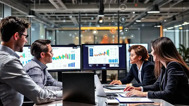 Profesionales colaboran usando herramientas digitales