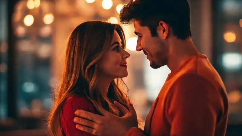 Pareja conectada en un ambiente íntimo