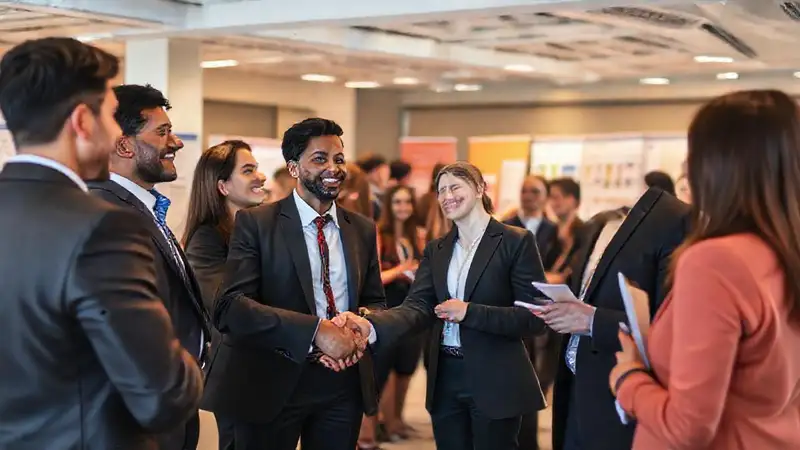 Evento de networking profesional en oficina moderna