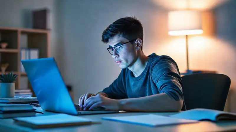 Estudiante concentrado en un ambiente inspirador