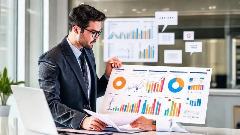 Contador profesional analizando datos financieros claros
