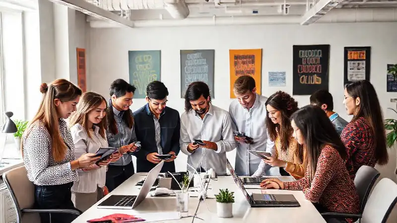 Espacio moderno y colaborativo con creatividad digital