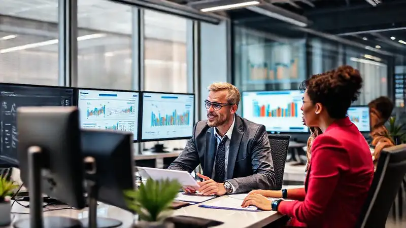 Contador profesional en oficina moderna y tecnológica