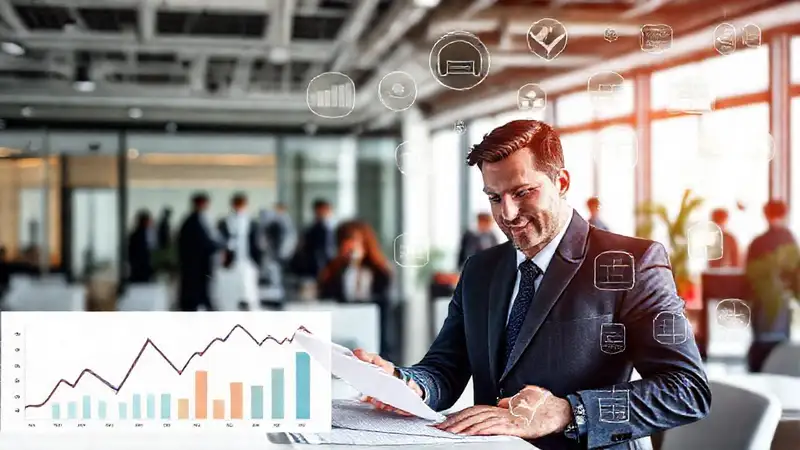 Contador profesional con gráficos y colaboración moderna
