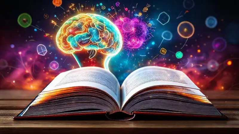 Libro abierto con ideas brillantes y creativas