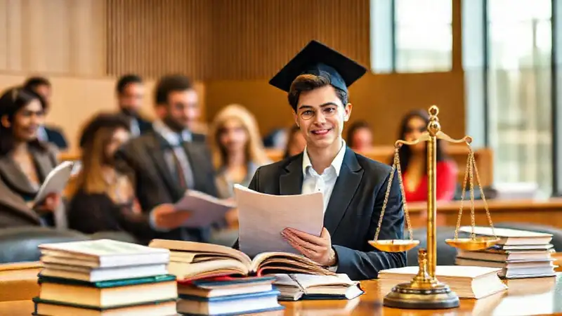 Escena jurídica con abogados y documentos