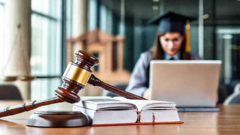 Estudiante estudia derecho en entorno profesional