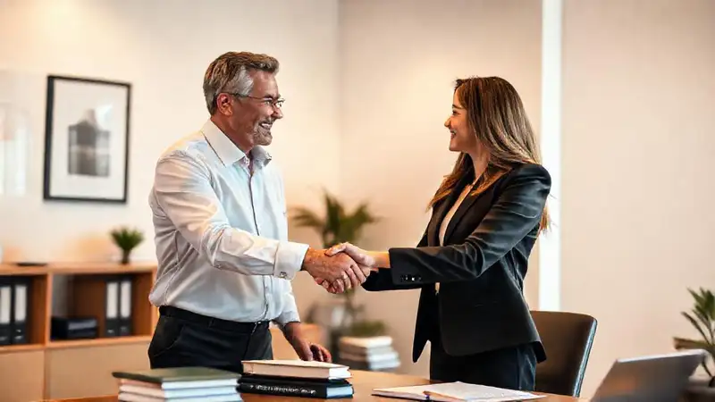Mentor y alumno en oficina profesional
