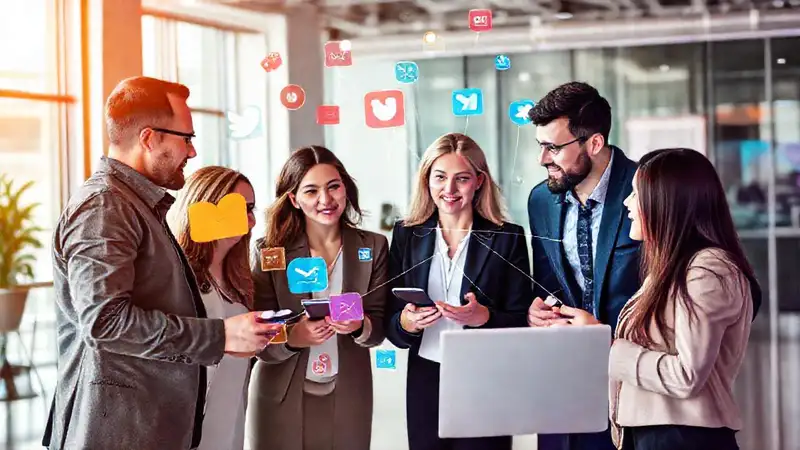 Conexión digital entre profesionales en redes sociales