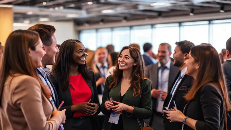 Profesionales amigables en networking diverso y dinámico