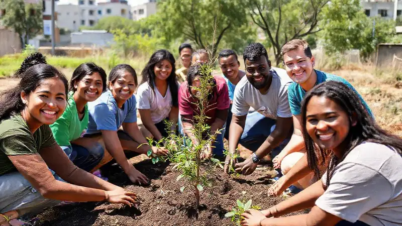 Voluntarios plantan árboles con alegría y esfuerzo
