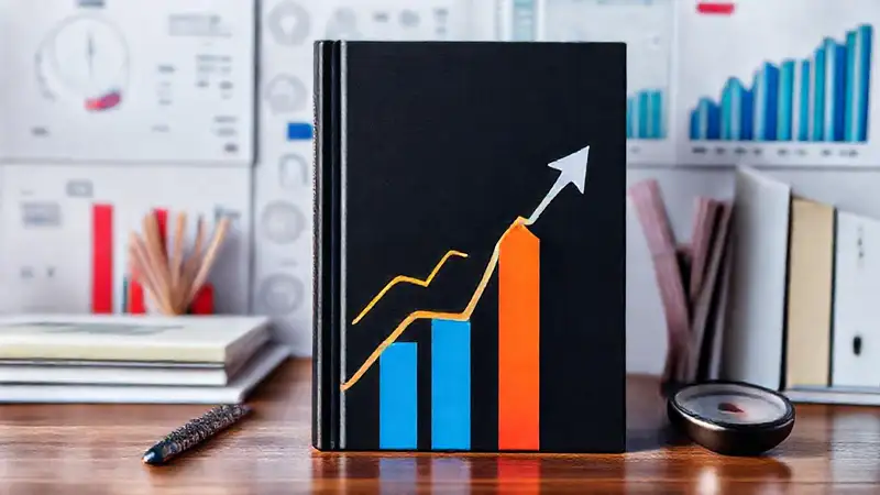 Cubierta de libro con herramientas financieras modernas