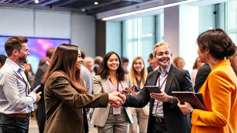 Evento profesional con networking y colaboración diversity