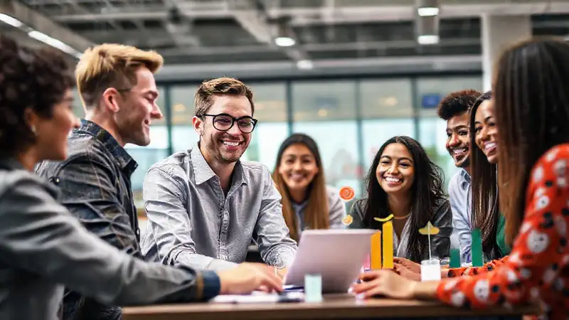 Jóvenes profesionales colaboran en oficina moderna