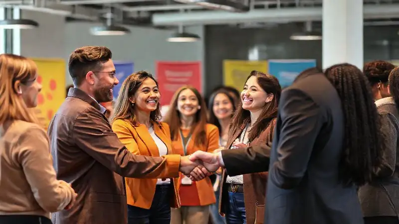 Red de profesionales diversa en evento colaborativo
