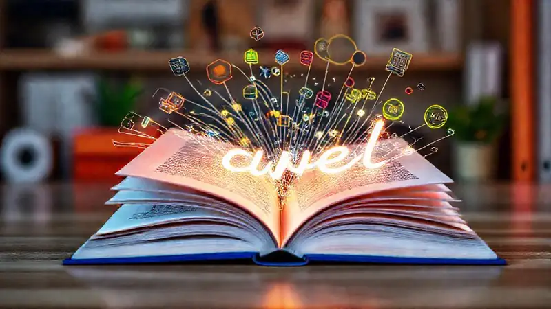 Libro digital brillante y creativo, visualmente inspirador