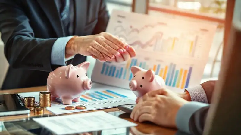 Profesional analiza finanzas en oficina moderna