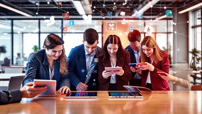 Tecnología y colaboración en ambiente moderno