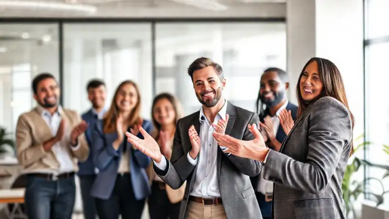 Líder confidente inspira a su equipo motivado
