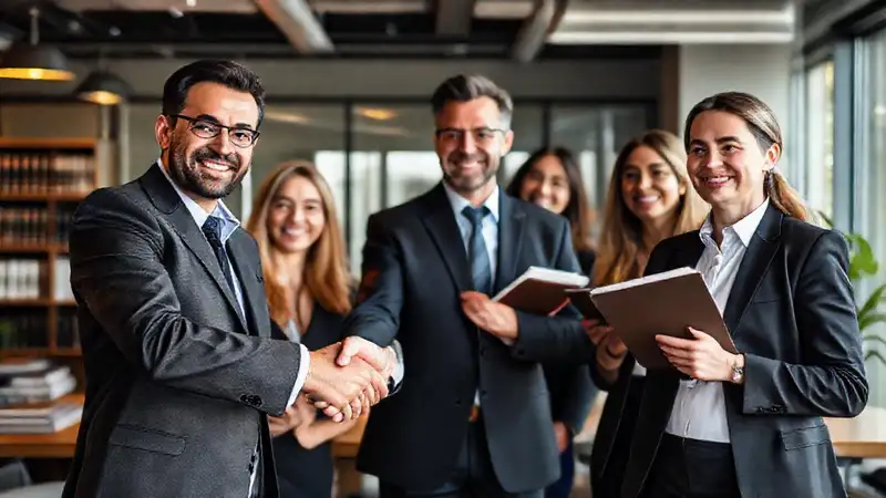 Abogado profesional y colaborando en oficina moderna