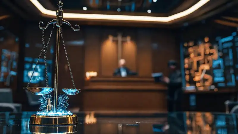 Justicia futurista con tecnología avanzada digital