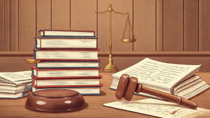 Libros de leyes y símbolos judiciales