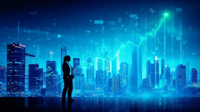 Finanzas corporativas y tecnología moderna visualizada