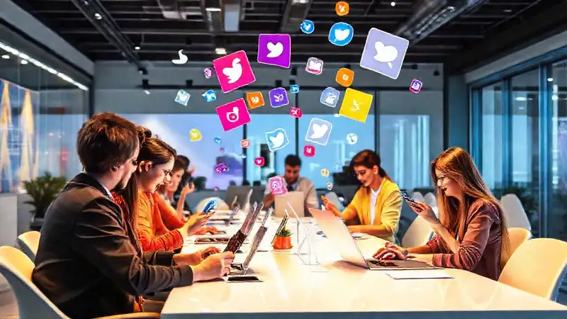 Espacio digital moderno con personas y tecnología