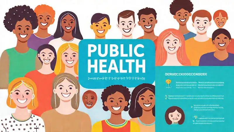 Cartel de salud con comunidad diversa y colorida