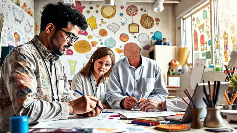Investigadores creativos en espacio vibrante e innovador