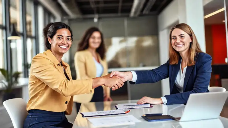 Ejecutivos colaborando en oficina moderna y profesional