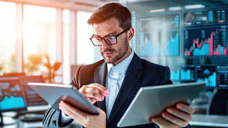 Contador moderno con tecnología y diseño futurista
